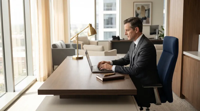 Attorney working at a modern desk